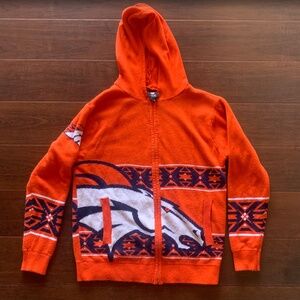 NFL Team Apparel Denver Broncos Full Zip Up Hoodie Size Medium